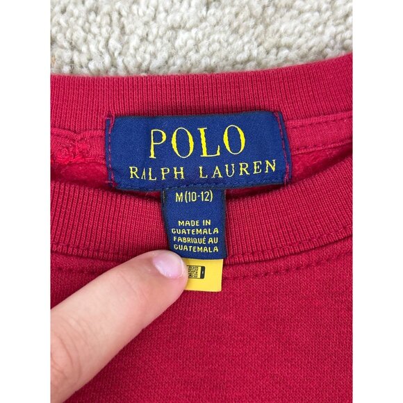 Polo Ralph Lauren Kid's M (10-12) Red Sweatshirt Polo Bear Christmas Tree - Picture 5 of 7